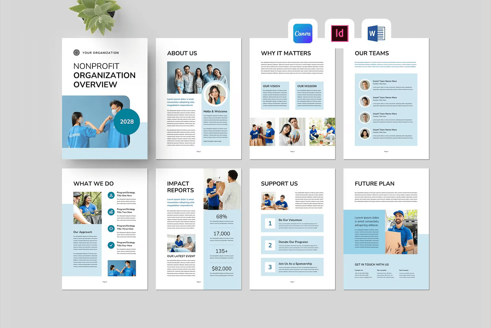 Nonprofit Overview Template | Non Profit Organization Brochure | NGO Profile Booklet | Charity Impact Report Pamphlet (Canva, MS Word, Indd)